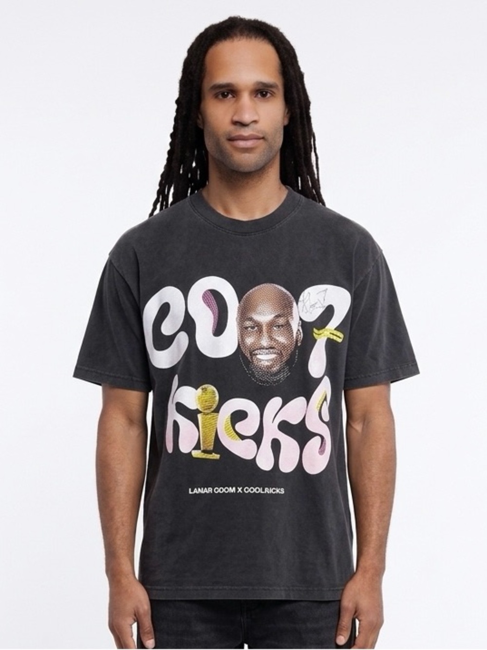 COOL KICKS | NEW Lamar Odom Autographed Graphic Tee Washed Black Men’s Size L